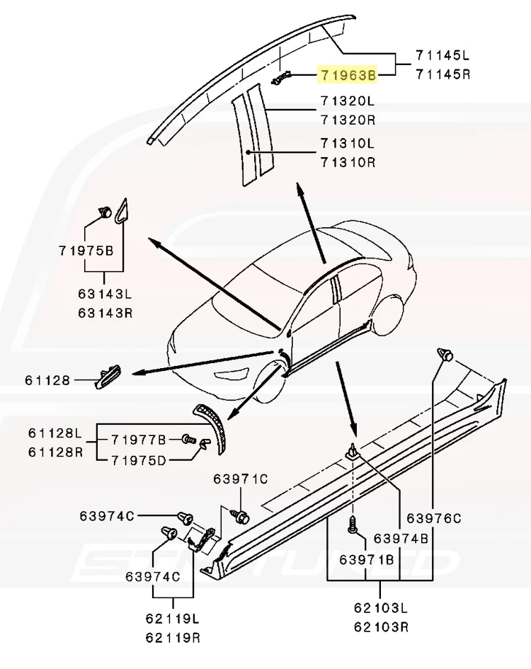 Mitsubishi OEM Drip Molding Clip (Pink) for Evo X (7403A143) - Image 3