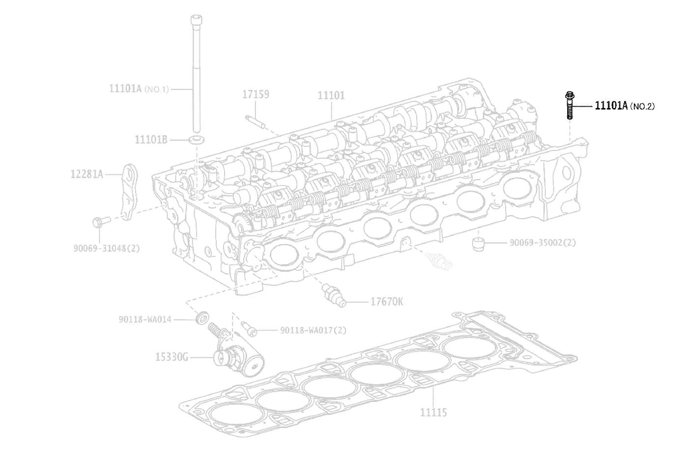 Toyota OEM Cylinder Head Bolt #2 Short for 2020 Supra (9006931051)