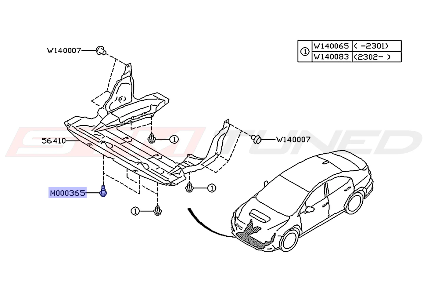 Subaru OEM JDM STi Rear Diffuser Bolt / Undercover  (901000365) - Image 2