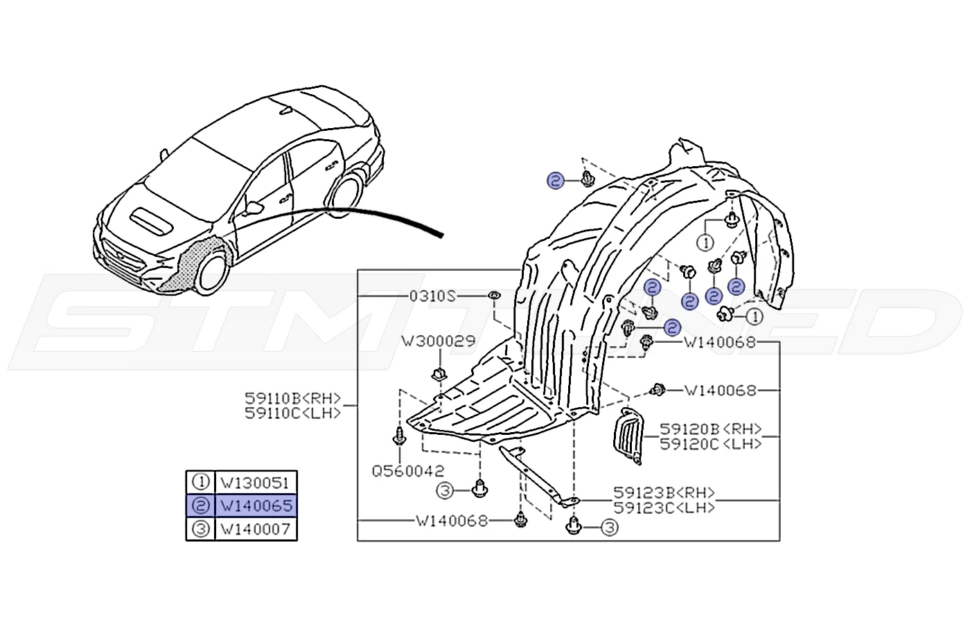 Subaru OEM Fender Liner/Shroud Clip for WRX STi BRZ (909140065) - Image 4