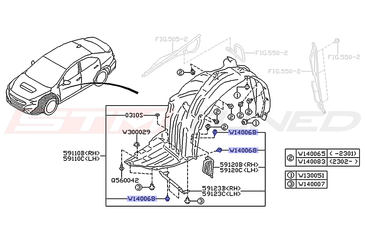 Subaru OEM Front Fender Liner Clip for 2022+ WRX (909140068) - Image 3