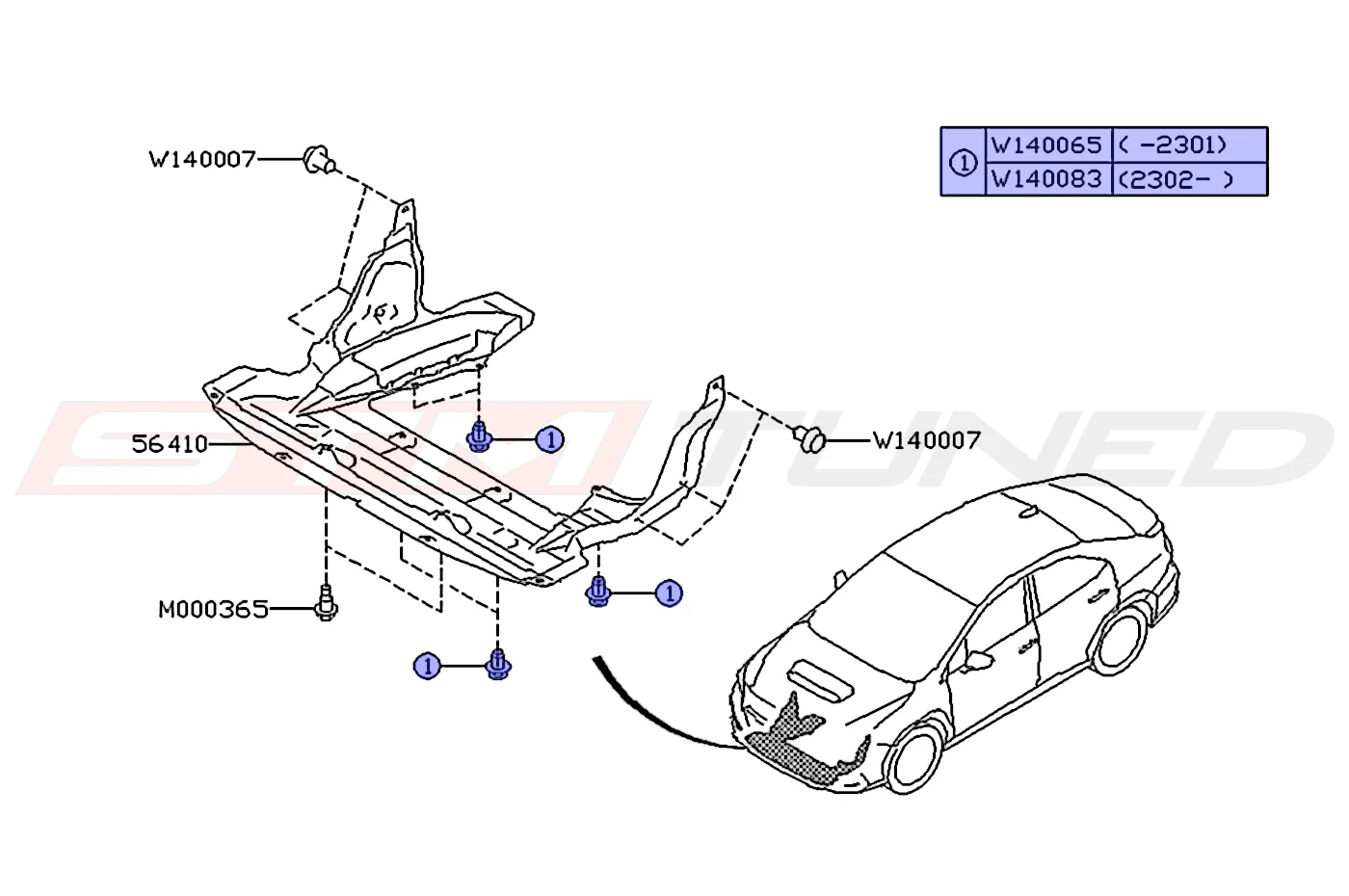 Subaru OEM Engine Under Tray/Fender Liner Clip for 2022+ WRX (909140083) - Image 2