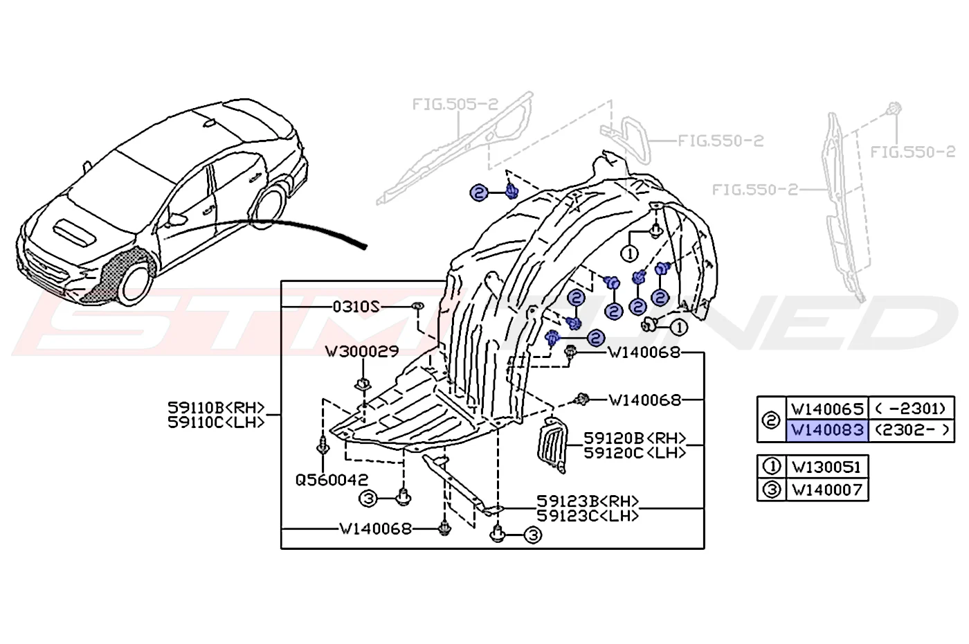 Subaru OEM Engine Under Tray/Fender Liner Clip for 2022+ WRX (909140083) - Image 3
