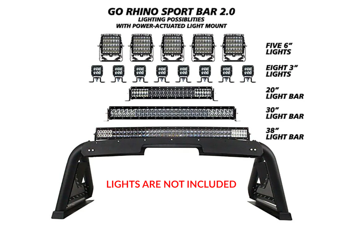 Go Rhino Sport Bar with Retractable Light Mount for 2021+ Ram TRX (918600T) - Image 6