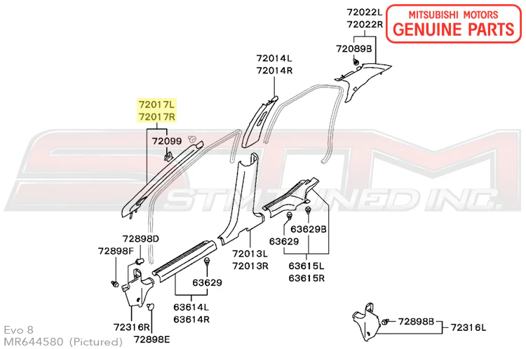 Mitsubishi Front (A) Pillar Trim without Speaker Cover - Evo 7/8/9 - Image 3