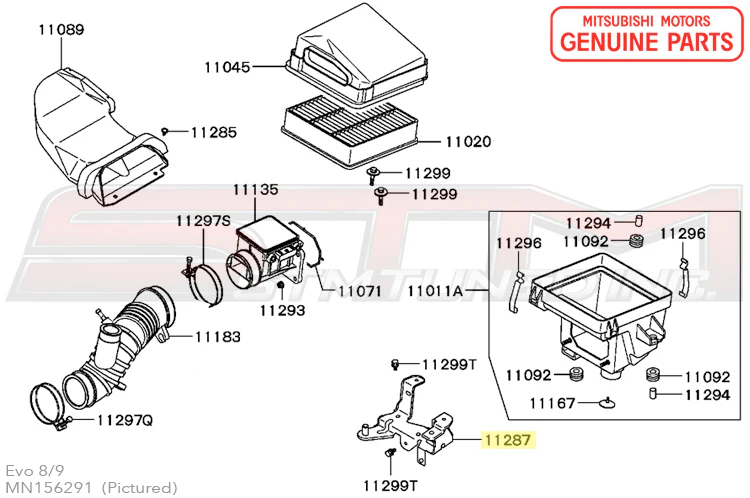 Mitsubishi OEM Air Box Bracket for Evo 8/9 (MN156291) - Image 3