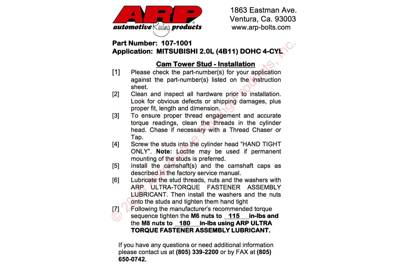 ARP 4B11 Cam Tower Bolt Kit for Evo X (107-1001) - Image 6