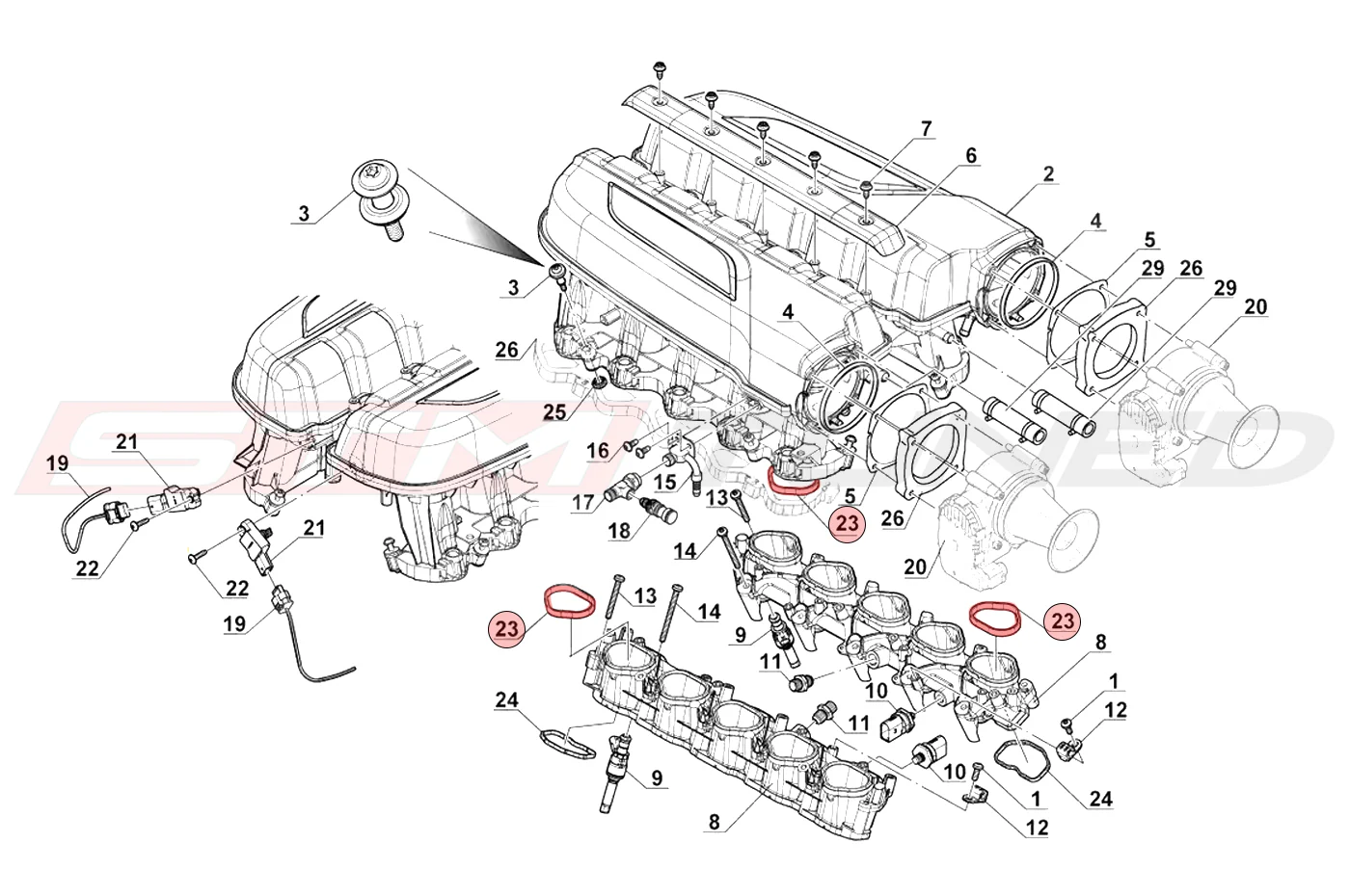 Audi OEM Upper Intake Manifold Seal for 17+ R8 / Huracan (07L129717G) - Image 3