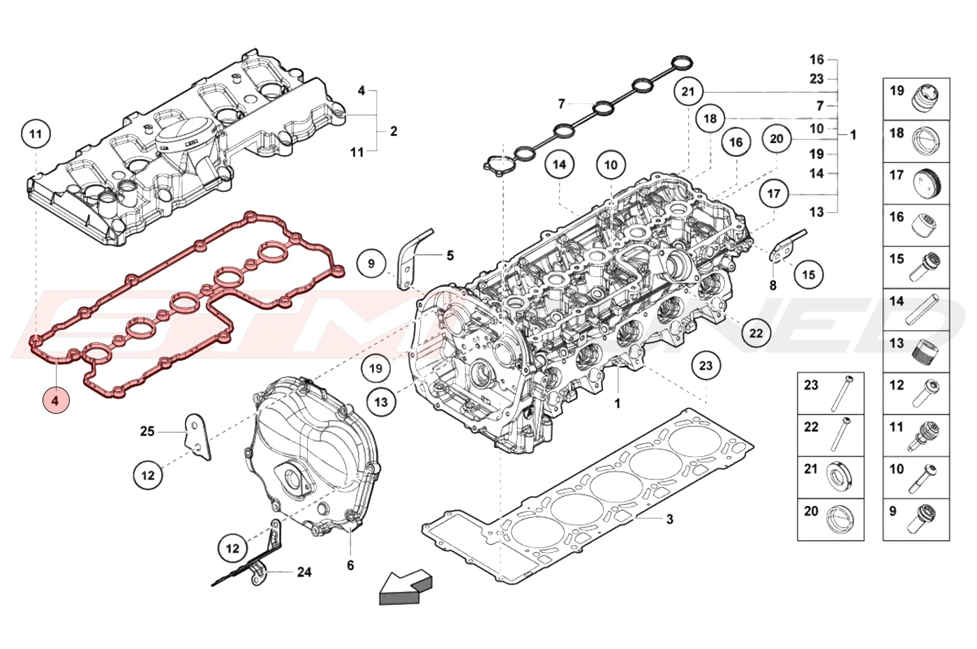 Audi OEM Valve Cover Gasket for 5.2L V10 R8 Huracan Gallardo - Image 3