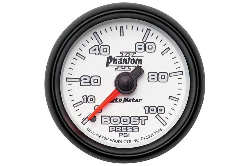 AutoMeter 52mm Phantom II Boost Gauge, 0-100 PSI, Mechanical (7506)