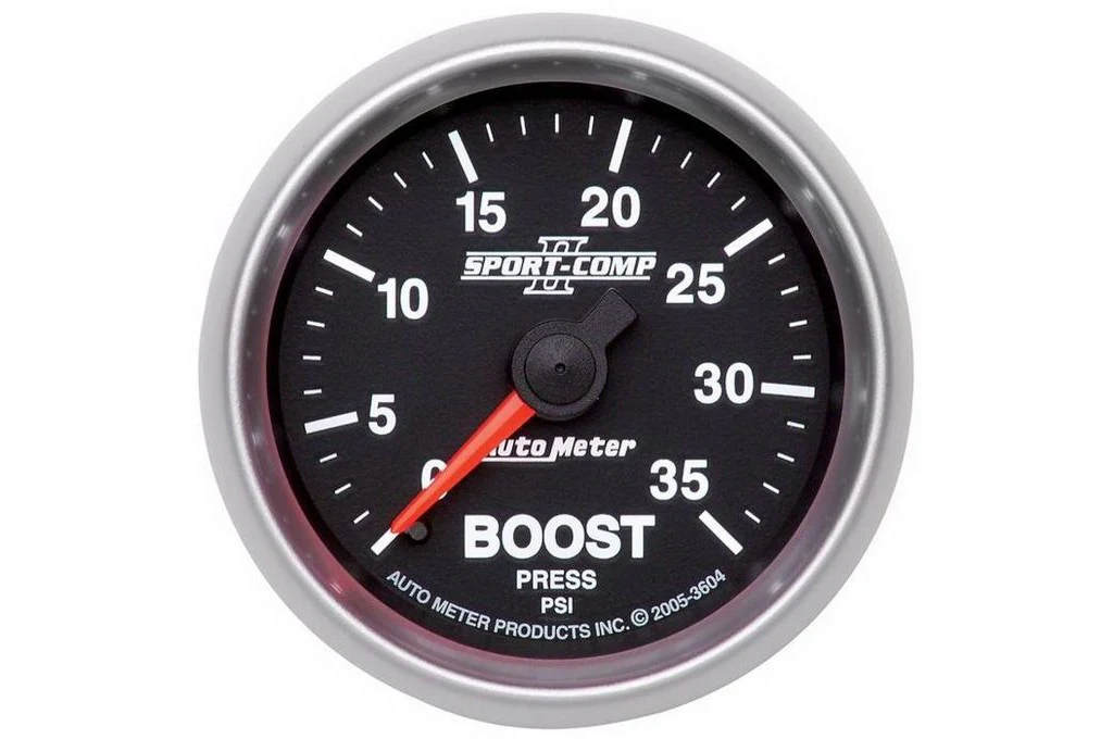 AutoMeter 52mm Sport Comp II Boost Gauge, 0-35 PSI, Mechanical (3604)