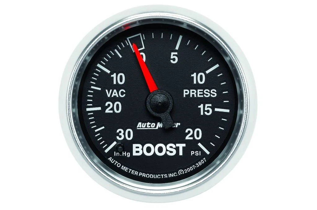 AutoMeter 52mm Boost/Vacuum Gauge, 30 IN HG/20 PSI, Mechanical (3807)