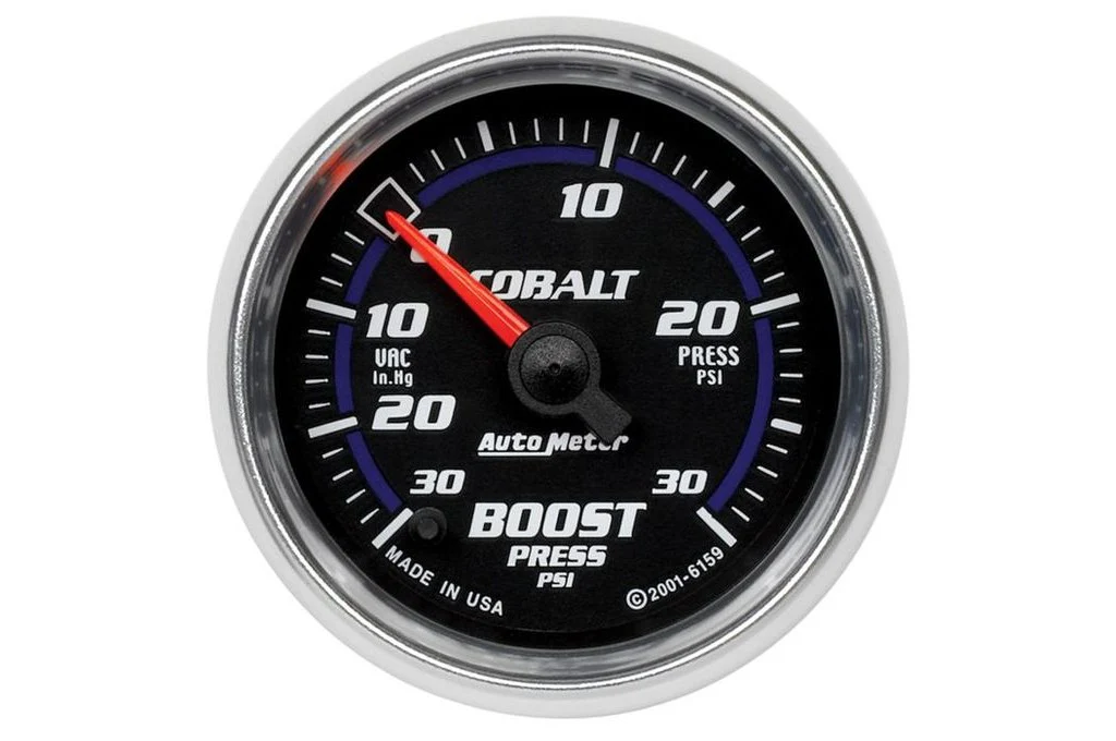 AutoMeter 52mm Cobalt Boost/Vacuum Gauge, 30 IN HG/30 PSI Stepper Motor (6159)