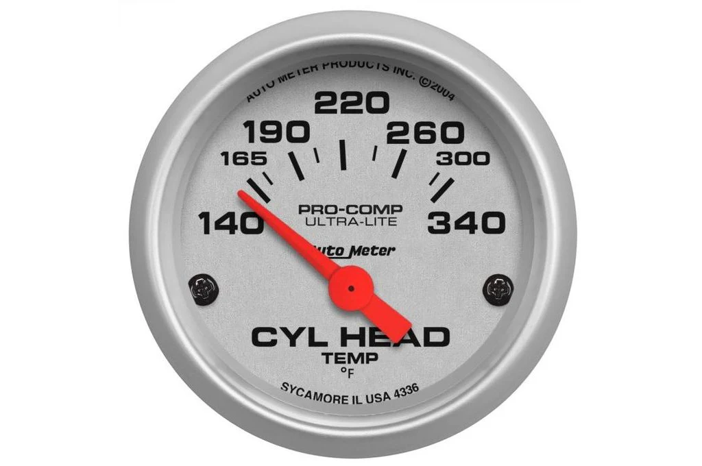 AutoMeter 52mm Ultra-Lite Cylinder Head Temperature Gauge, 140-340°F, Air-Core (4336)