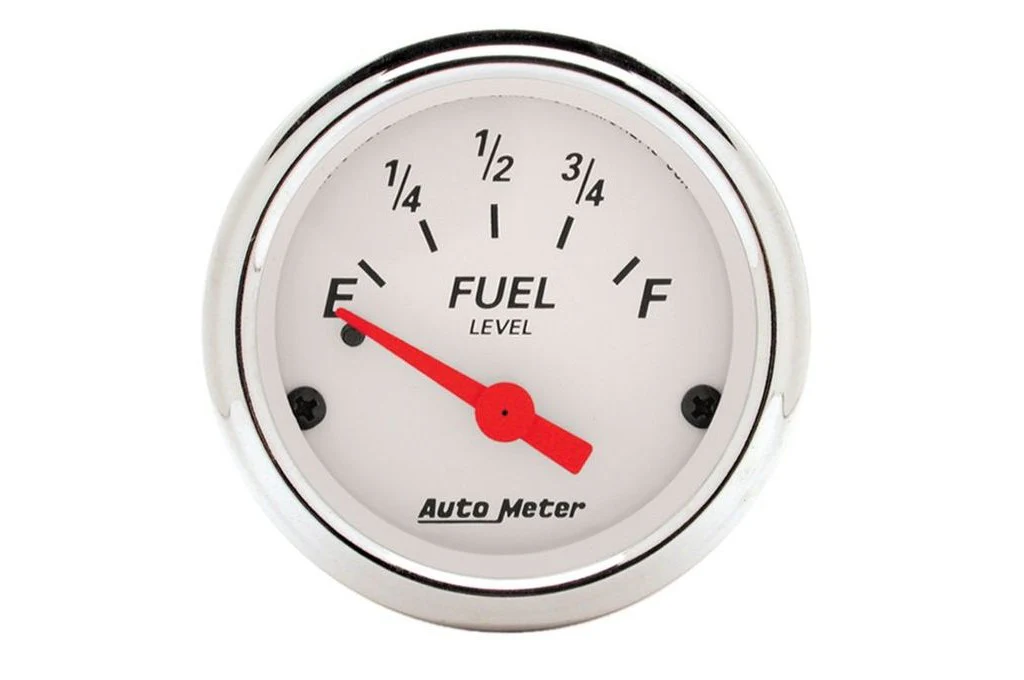 AutoMeter 52mm Arctic White Fuel Level Gauge, 0-30 Ω, Air-Core (1318)