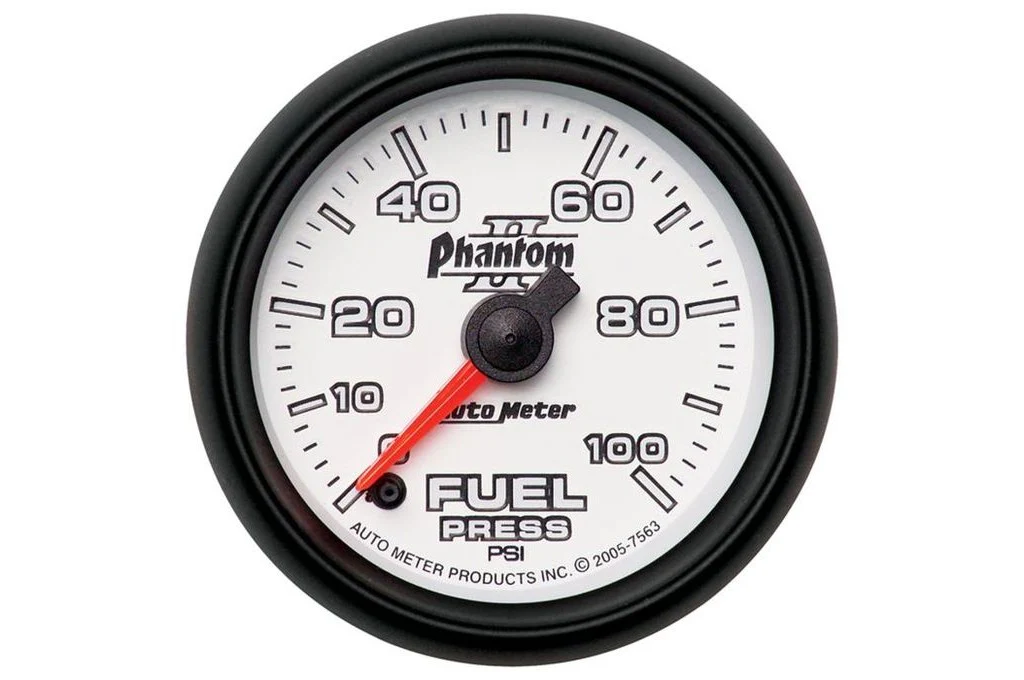 AutoMeter 52mm Phantom II Fuel Pressure Gauge, 0-100 PSI, Stepper Motor (7563)