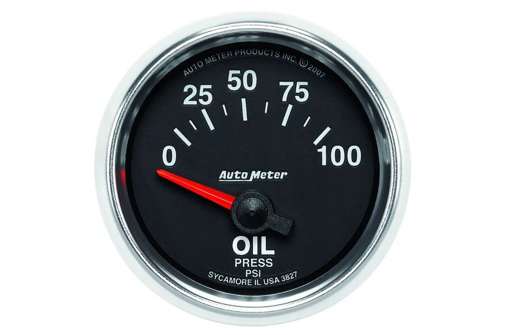 AutoMeter 52mm GS Oil Pressure Gauge, 0-100 PSI, Air-Core (3827)
