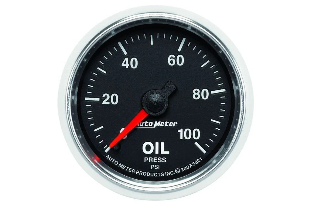 AutoMeter 52mm GS Oil Pressure Gauge, 0-100 PSI, Mechanical Gauge (3821)
