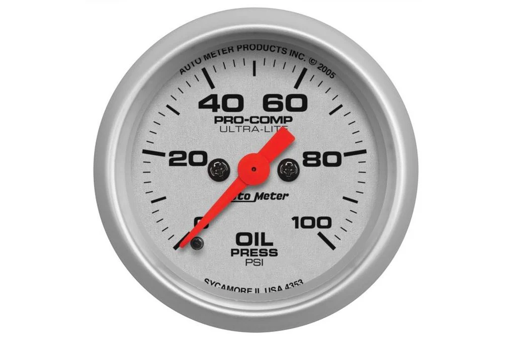 AutoMeter 52mm Ultra Lite Oil Pressure Gauge, 0-100 PSI, Stepper Motor (4353)