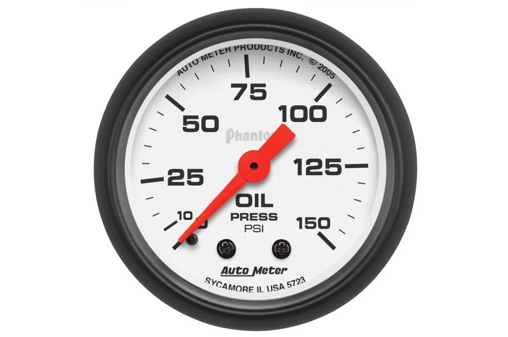 AutoMeter 52mm Phantom Oil Pressure Gauge, 0-150 PSI, Mechanical (5723)