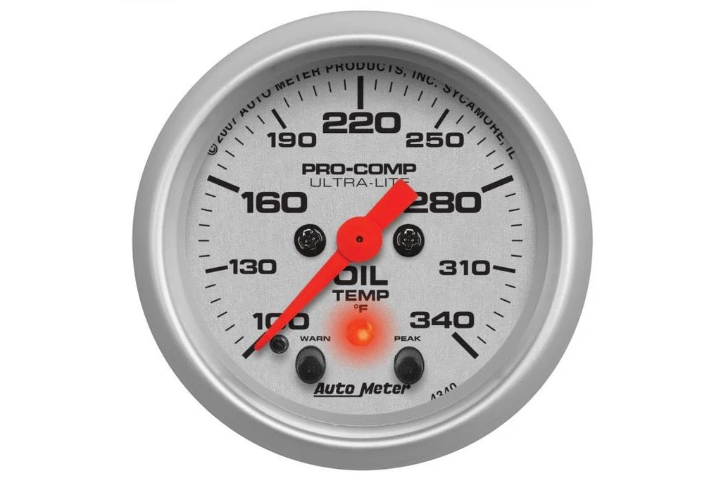 AutoMeter 52mm Ultra-Lite Oil Temperature Gauge, 100-340°F, Stepper Motor (4340)