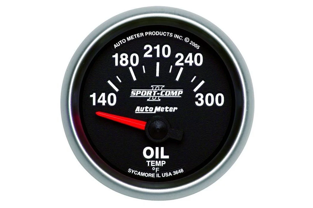 AutoMeter 52mm Sport Comp II Oil Temperature, 140-300°F, Air-Core (3648)