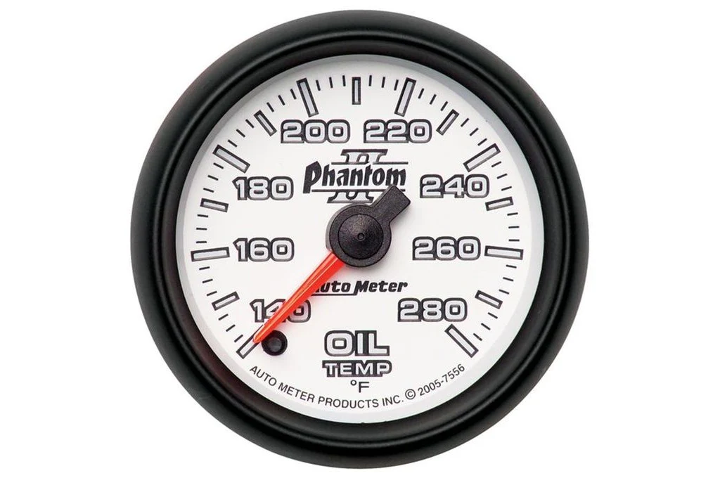 AutoMeter 52mm Phantom II Oil Temperature Gauge, 140-280°F, Stepper Motor (7556)