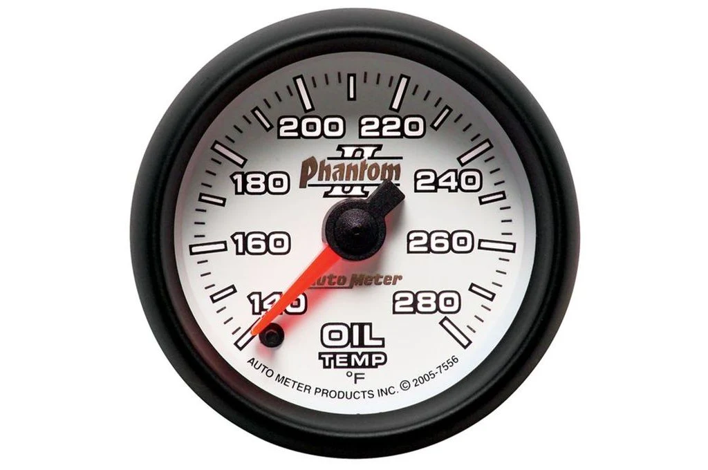 AutoMeter 52mm Phantom II Oil Temperature Gauge, 140-280°F, Stepper Motor (7556) - Image 2
