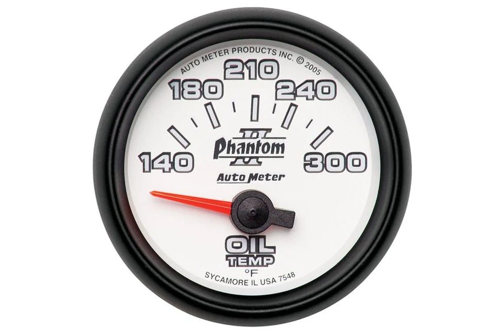 AutoMeter 52mm Phantom II Oil Temperature Gauge, 140-300°F, Air-Core (7548)