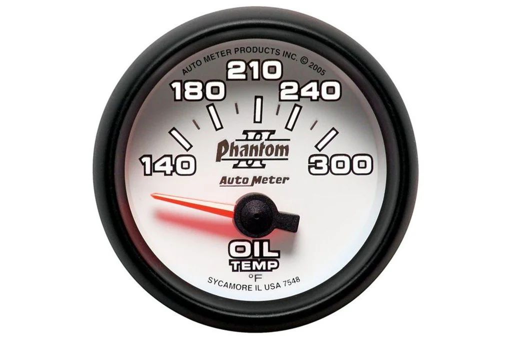 AutoMeter 52mm Phantom II Oil Temperature Gauge, 140-300°F, Air-Core (7548) - Image 2