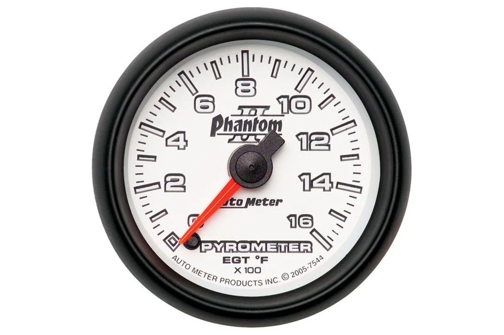 AutoMeter 52mm Phantom II Pyrometer Gauge, 0-1600°F, Stepper Motor (7544)