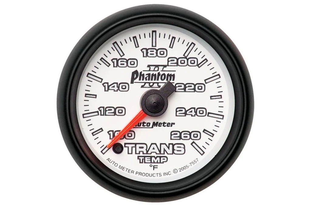 AutoMeter 52mm Phantom II Transmission Temperature Gauge, 100-260°F, Stepper Motor (7557)
