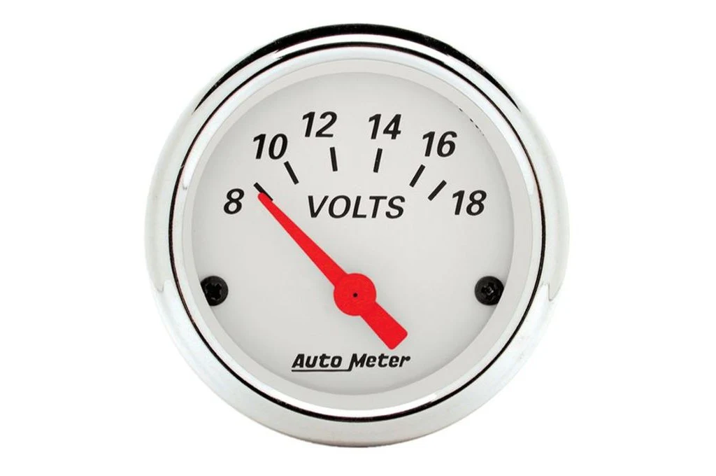 AutoMeter 52mm Arctic White Voltmeter, 8-18V, Air-Core (1391)