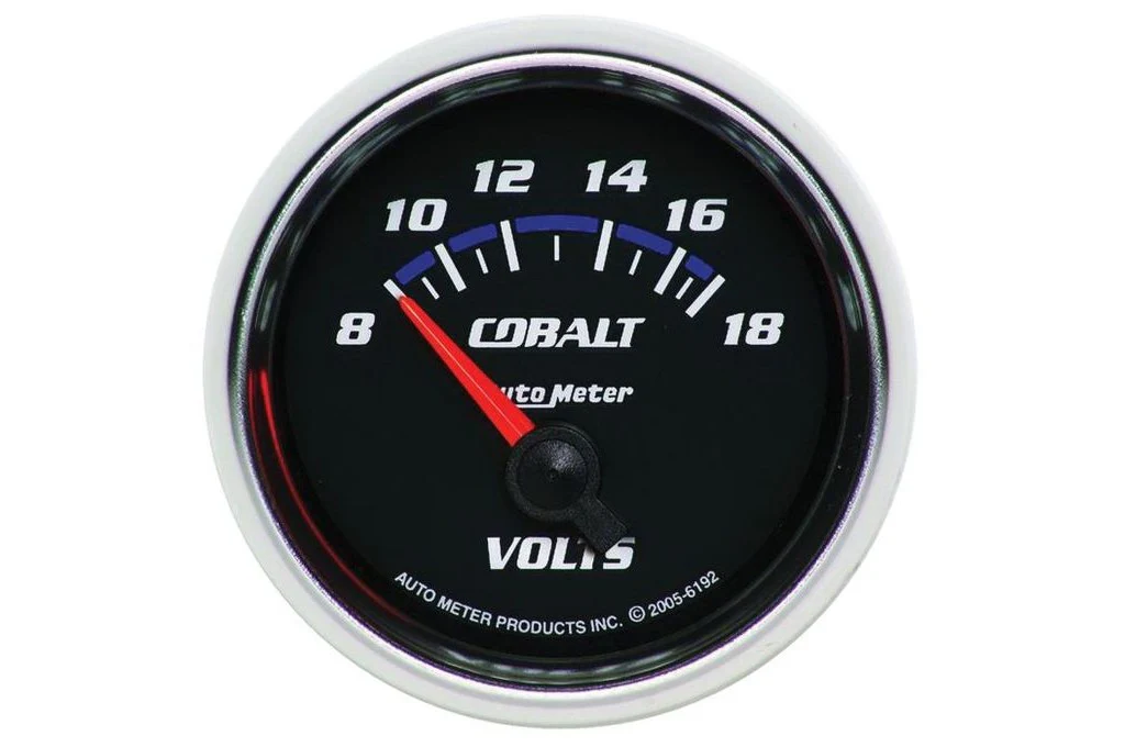 AutoMeter 52mm Cobalt Voltmeter Gauge, 8-18V, Air-Core (6192)