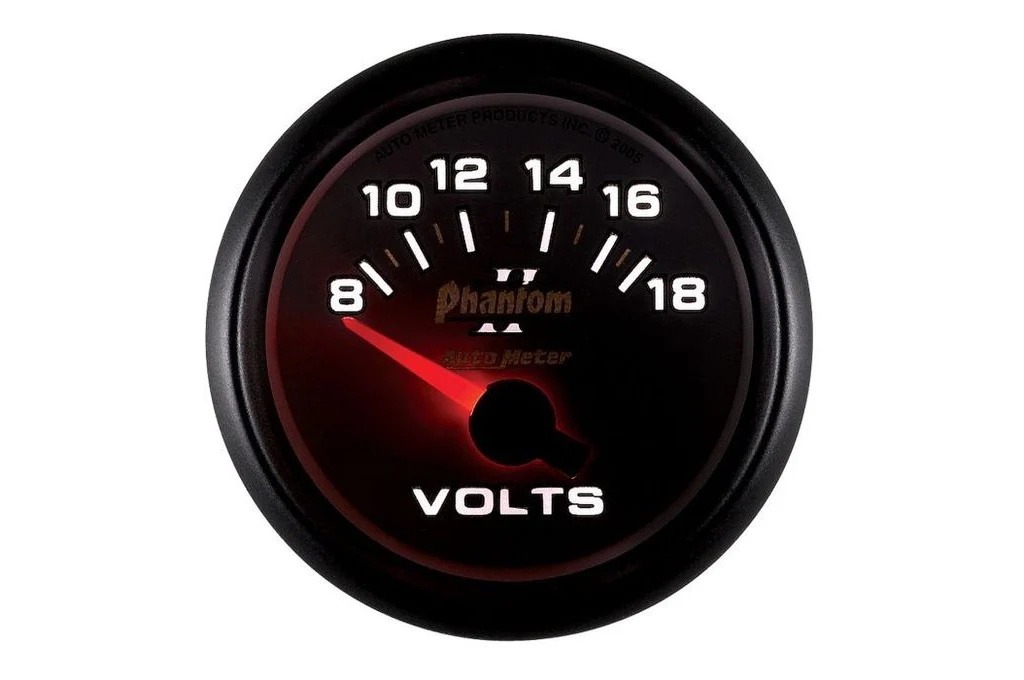 AutoMeter 52mm Phantom II Voltmeter, 8-18V, Air-Core (7592) - Image 2