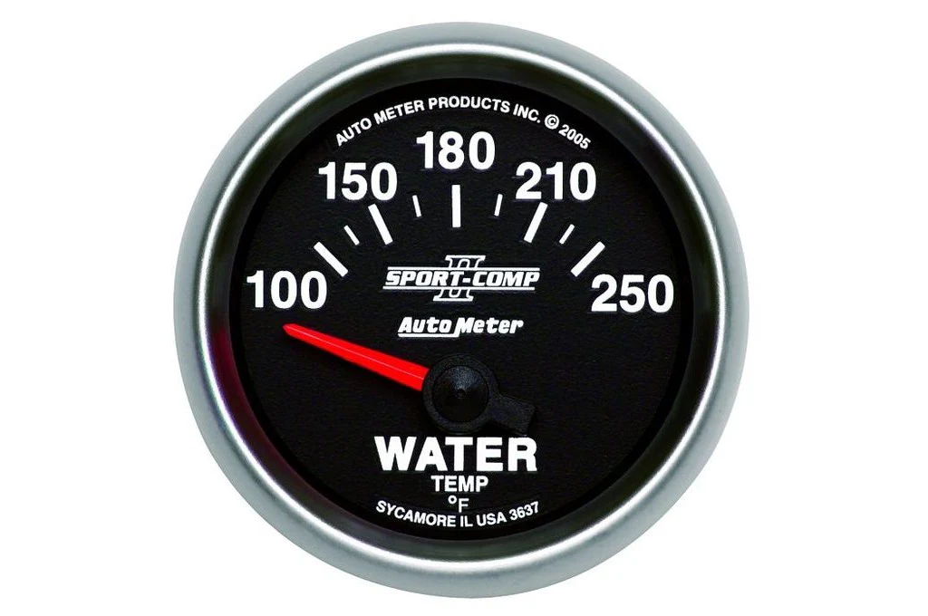 AutoMeter 52mm Sport Comp II Water Temperature Gauge, 100-250°F, Air-Core (3637)
