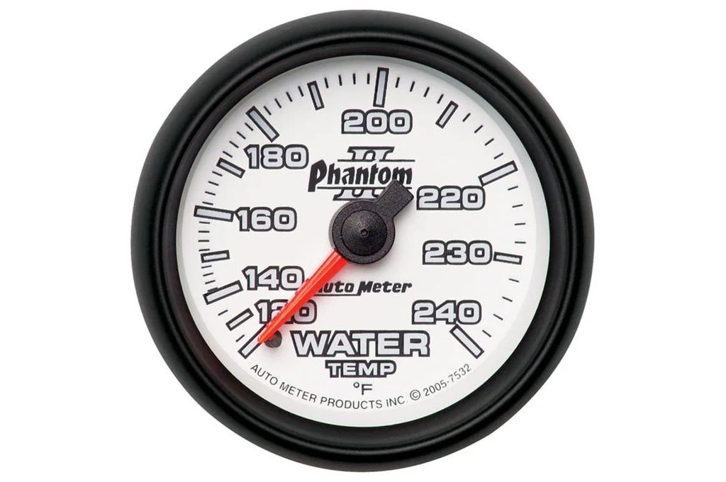 AutoMeter 52mm Phantom II Water Temperature Gauge, 120-240°F, 6 FT., Mechanical (7532)