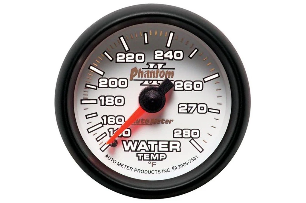 AutoMeter 52mm Phantom II Water Temperature Gauge, 140-280°F, 6 FT., Mechanical (7531) - Image 2