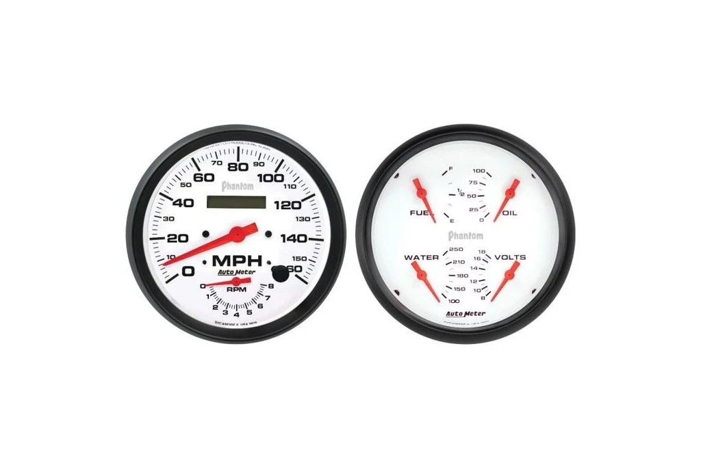 AutoMeter Phantom 2 Pc. Gauge Kit, 5" Quad & Tach/Speedo, 240-33 Ω (5805)