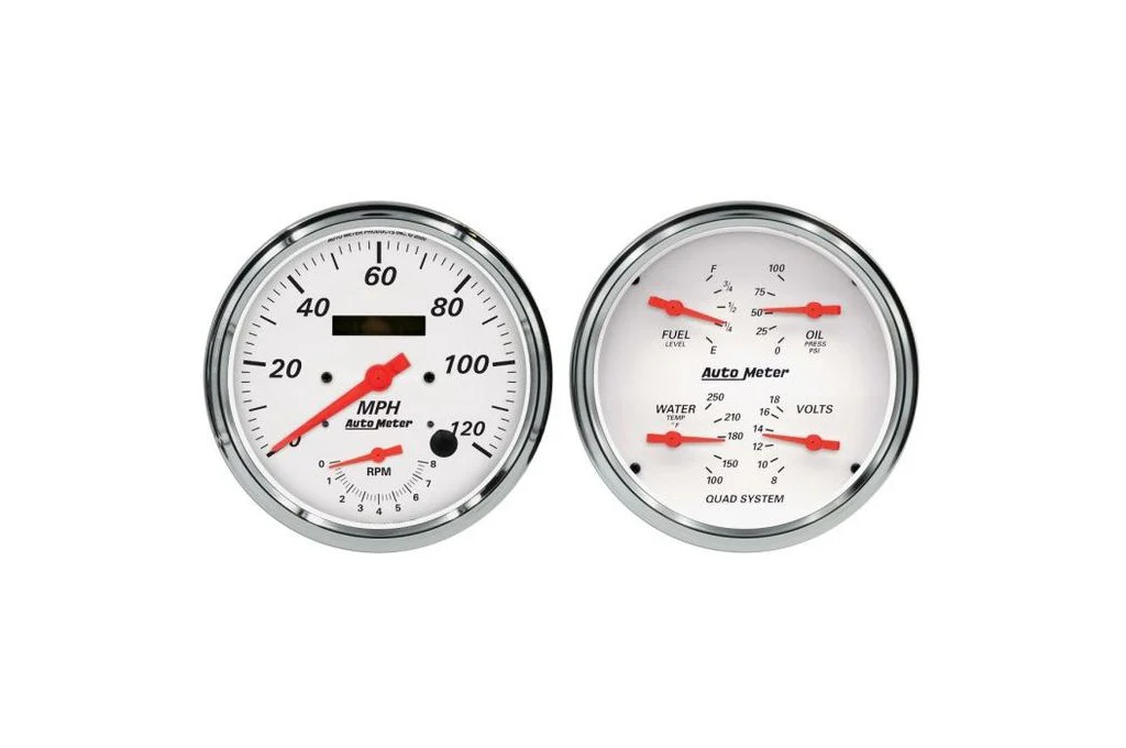 AutoMeter Arctic White 2 Pc. Gauge Kit, 5" Quad & Tach/Speedo (1352)