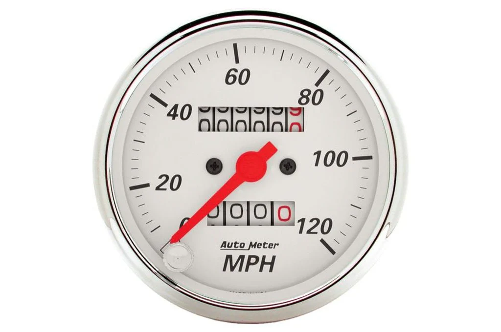 AutoMeter 3-1/8" Arctic White Speedometer Gauge, 0-120 MPH, Mechanical (1396)