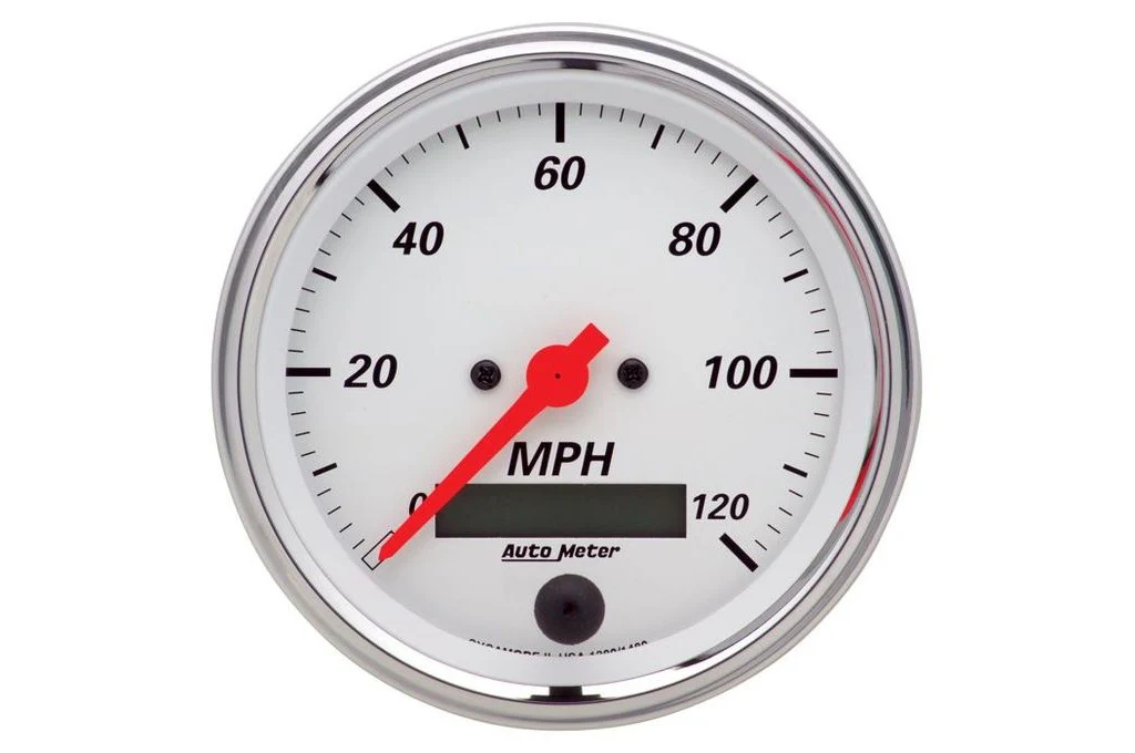 AutoMeter 3-3/8" Arctic White Speedometer, 0-120 MPH, Electric (1380)