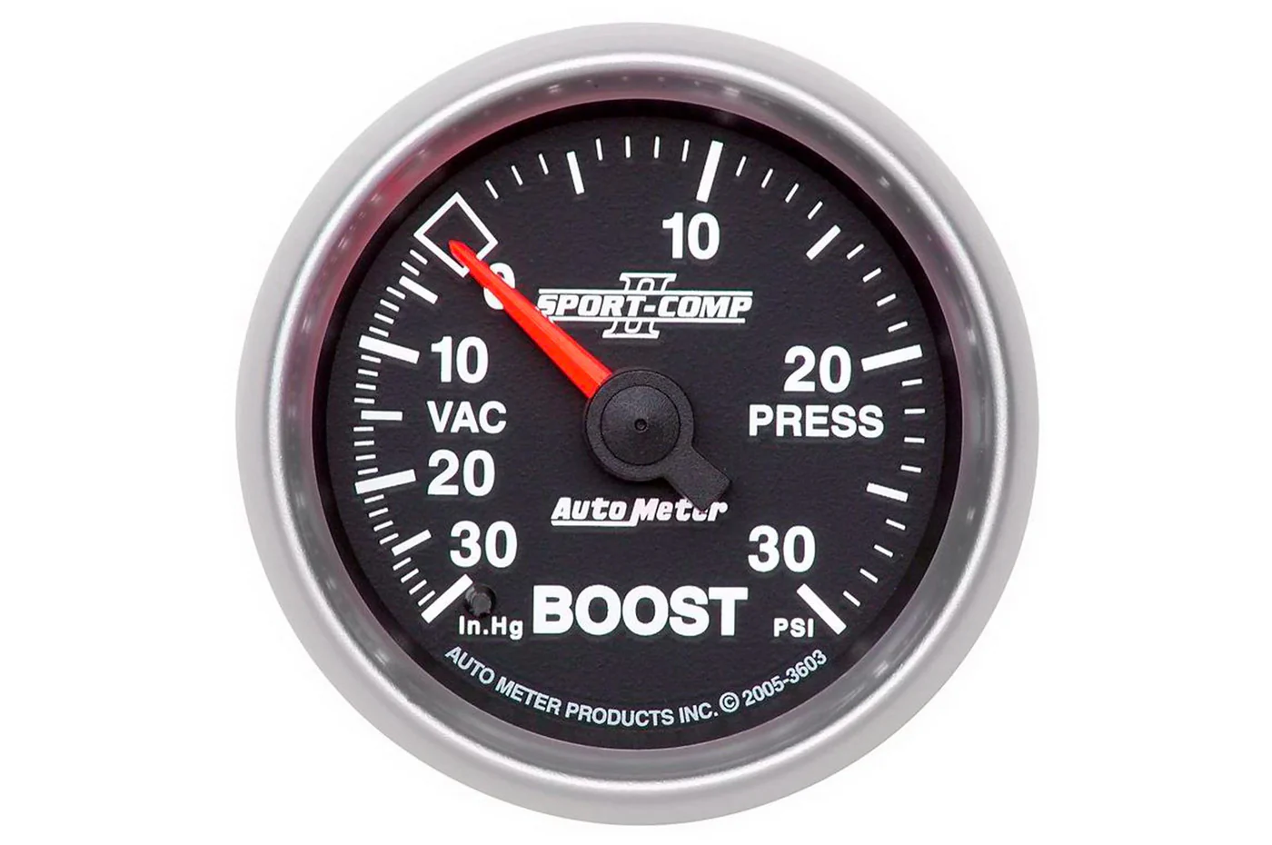 AutoMeter 52mm Sport Comp II Boost/Vacuum Gauge, -30 to 30 PSI, Mechanical (3603)