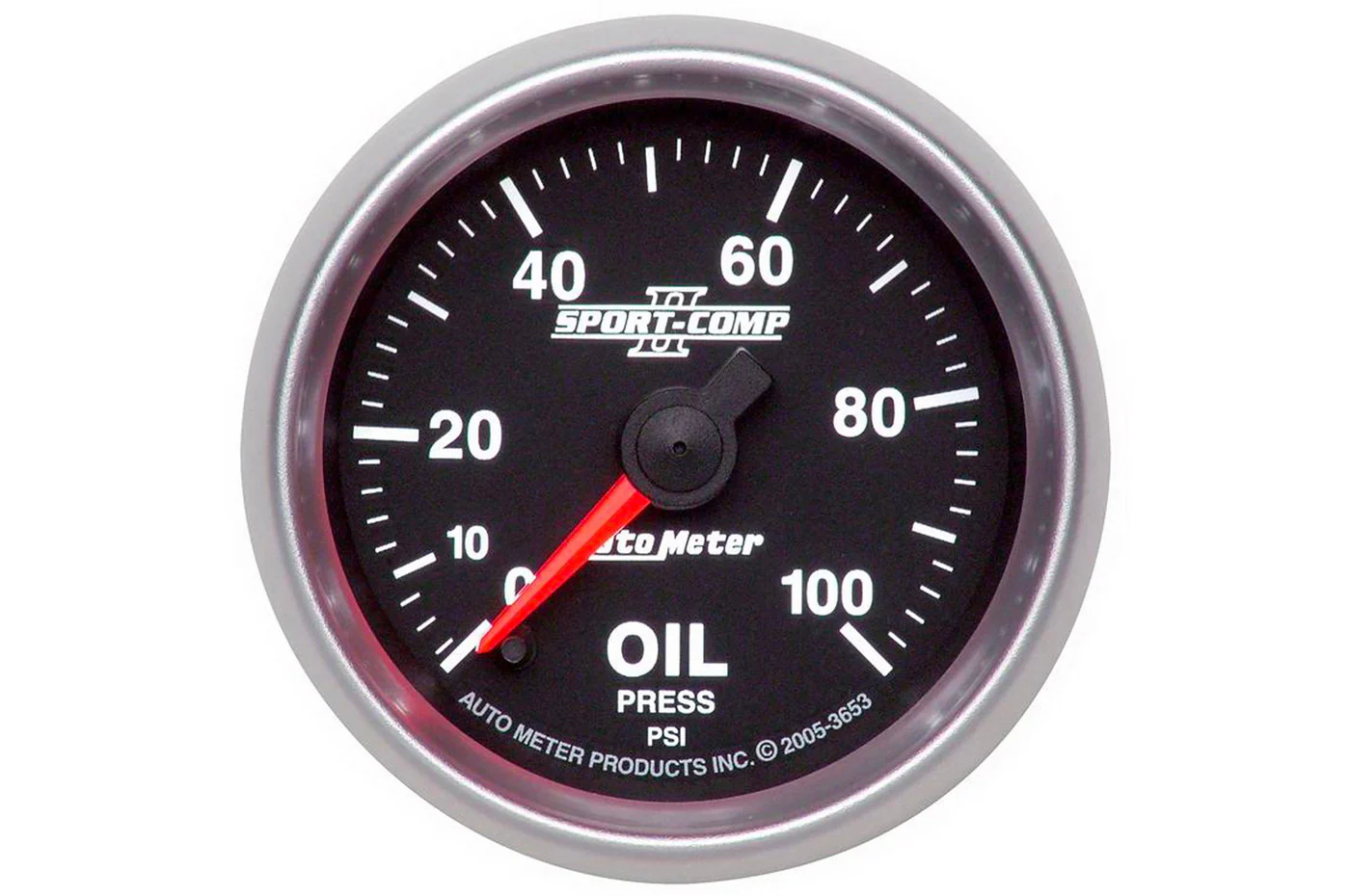 AutoMeter 52mm Sport Comp II Oil Pressure Gauge, 0-100 PSI, Stepper Motor (3653)
