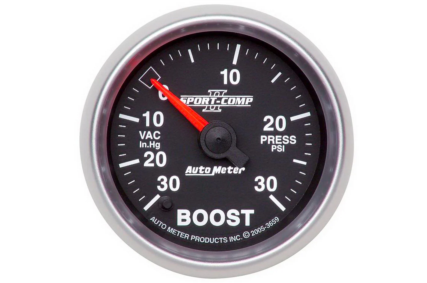 AutoMeter 52mm Sport Comp II Boost/Vacuum Gauge, -30 to 30 PSI, Stepper Motor (3659)