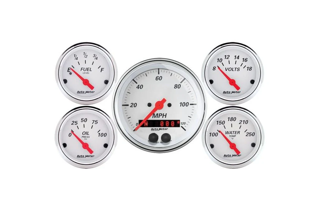 AutoMeter Arctic White 5 Pc. Gauge Kit, 3-3/8" & 2-1/16", GPS Speedometer (1350)