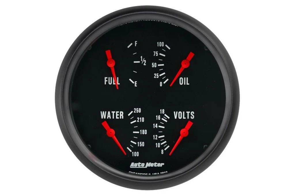 AutoMeter 5" 52mm Z-Series Quad Gauge, 100 PSI/100-250°F/8-18V/0-90 Ω (2819)