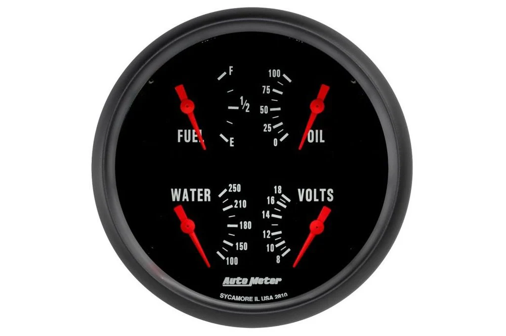 AutoMeter 5" Z-Series Quad Gauge, 100 PSI/100-250°F/8-18V/240-33 Ω (2810)