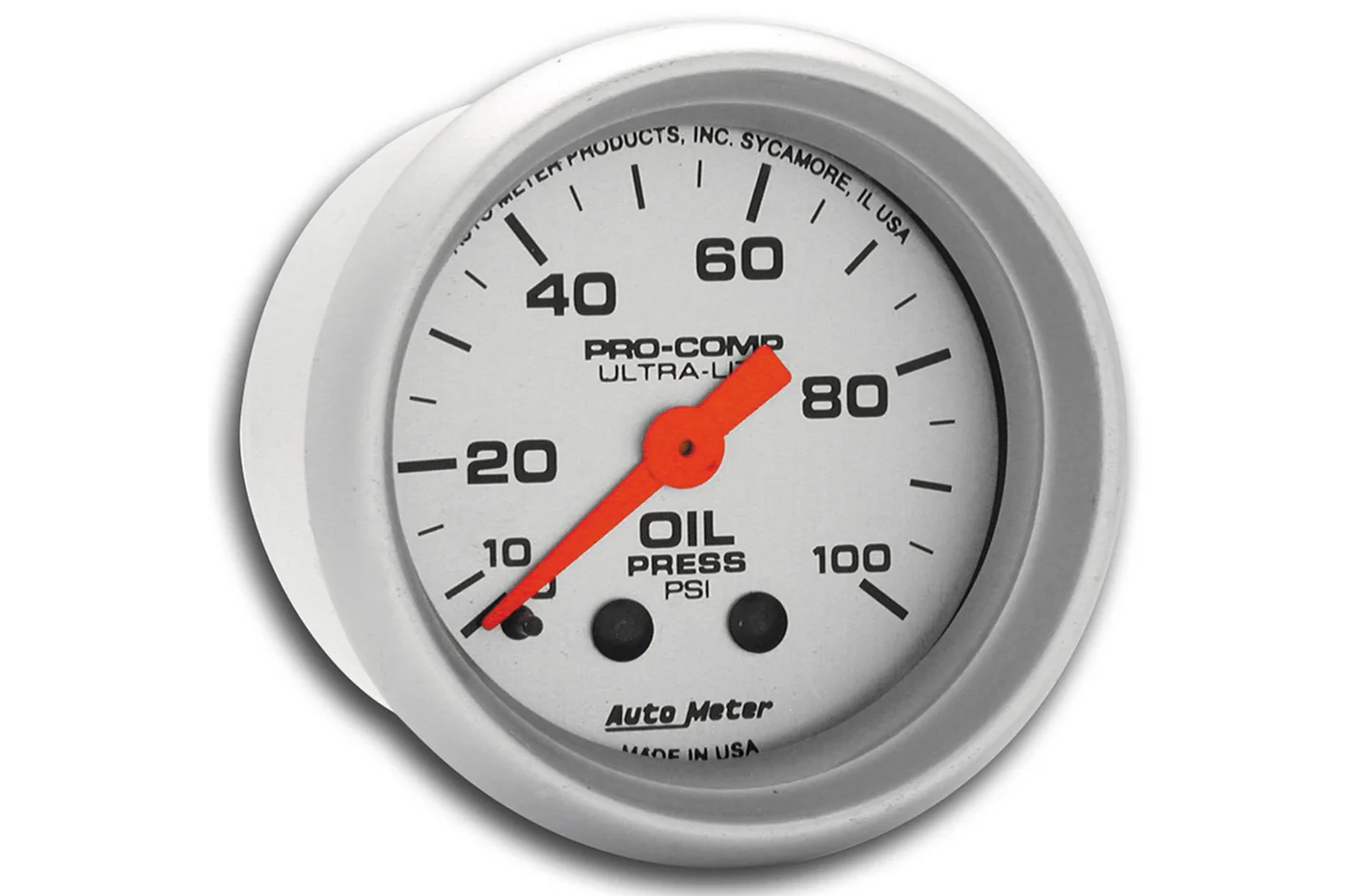AutoMeter 52mm Ultra-Lite Oil Pressure Gauge, 0-100 PSI, Mechanical (4321) - Image 3