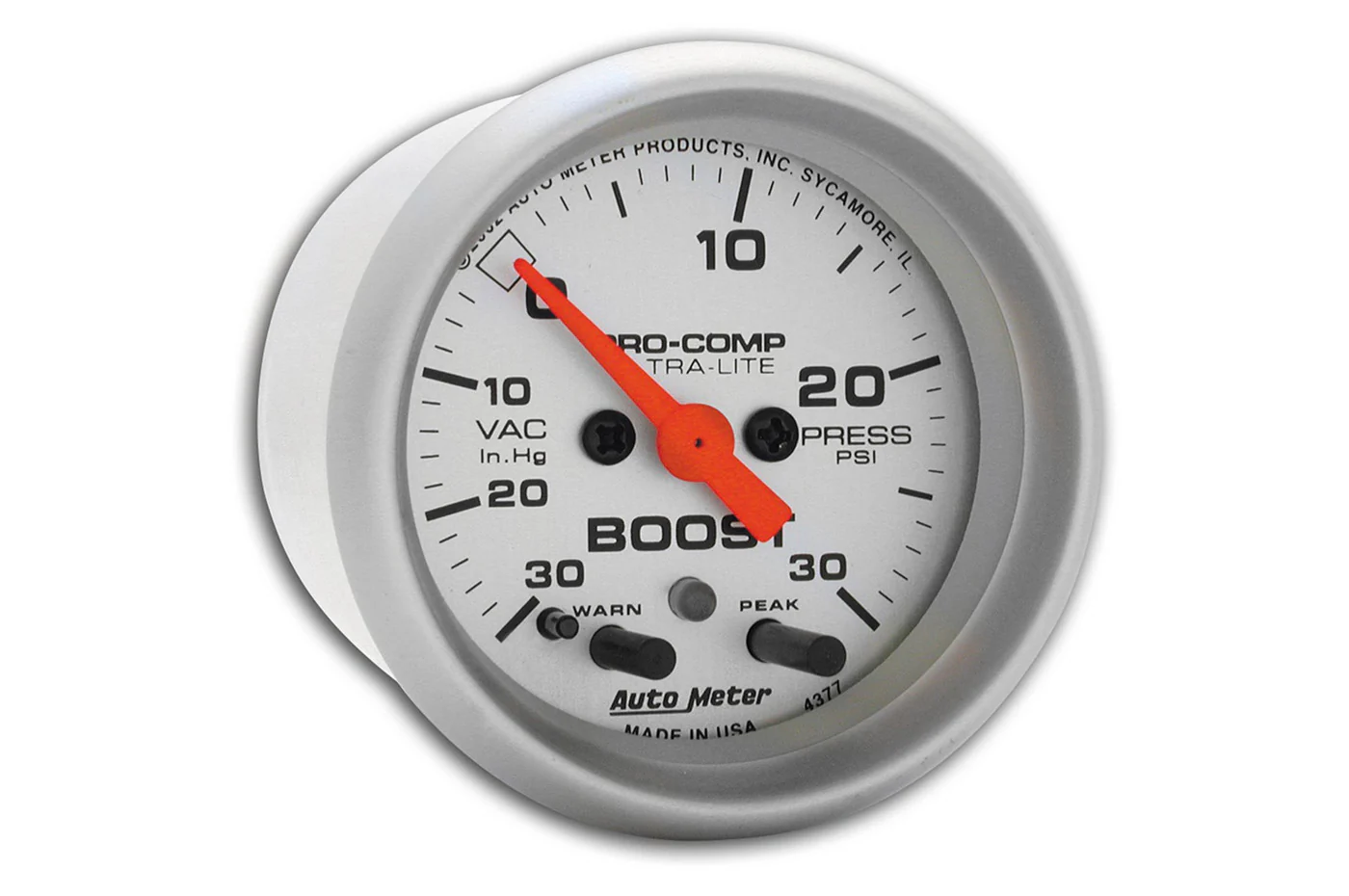 AutoMeter 52mm Ultra-Lite Boost/ Vacuum Gauge, 30 in HG/30 PSI, Stepper Motor (4377) - Image 2
